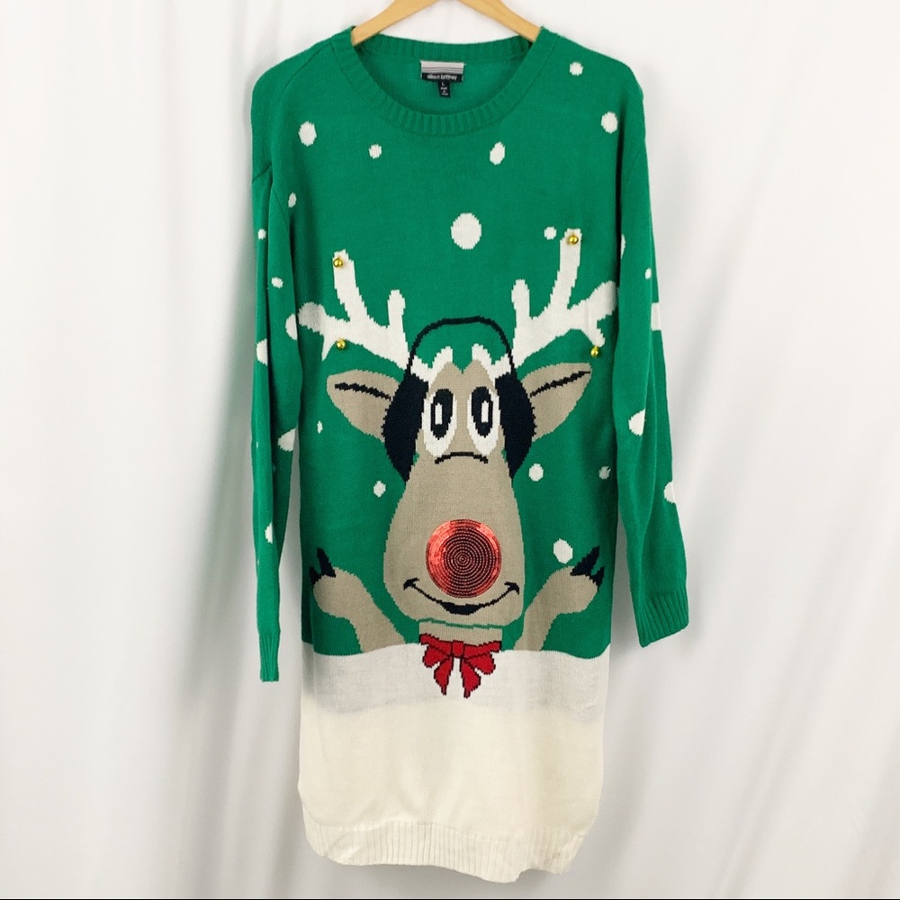 Allison Brittany Rudolph Sweater Dress L